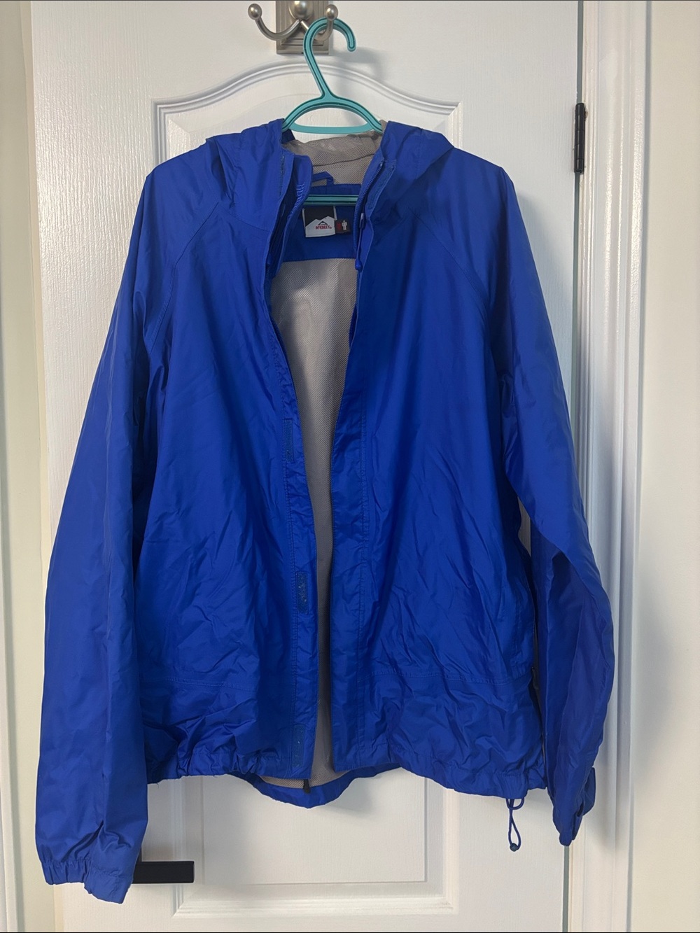 Mens Blue Hooded rain Jacket size XL